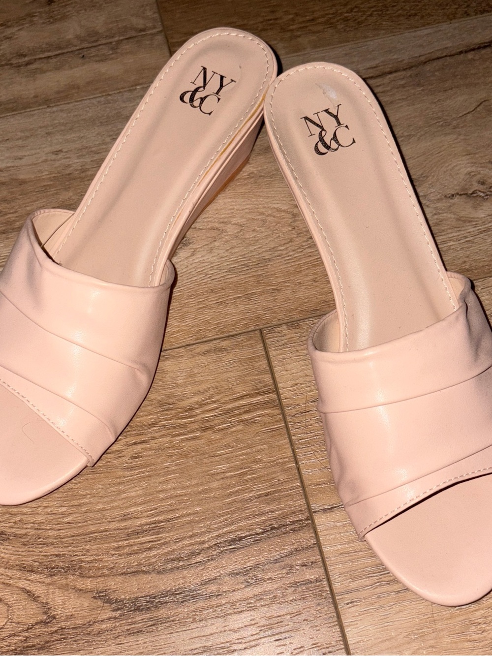 New York & Company Pale Pink Slip-On Mules